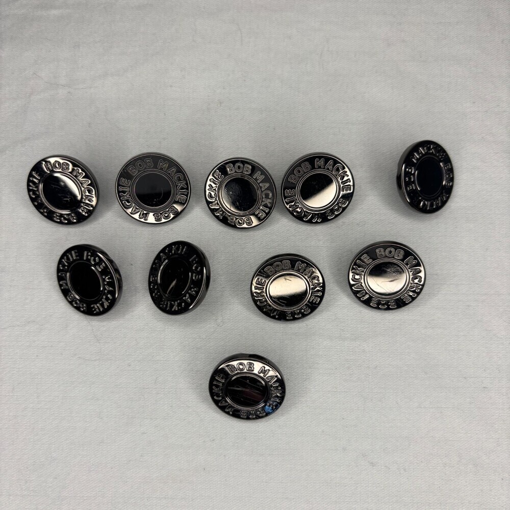 BOB MACKIE Replacement Mirrored Buttons X10 Black 3/4"